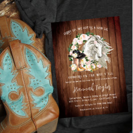 Rustieke Westerse Bloemstuk Cowgirl Baby Shower Kaart