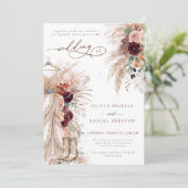 Rustieke Westerse Boho Pampas Gras Foto Bruiloft Kaart (Staand voorkant)