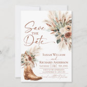 Rustieke Westerse Boho 'Save the Date'-kaart met f (Voorkant)