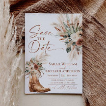 Rustieke Westerse Boho 'Save the Date'-kaart met f