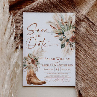 Rustieke Westerse Boho 'Save the Date'-kaart met f