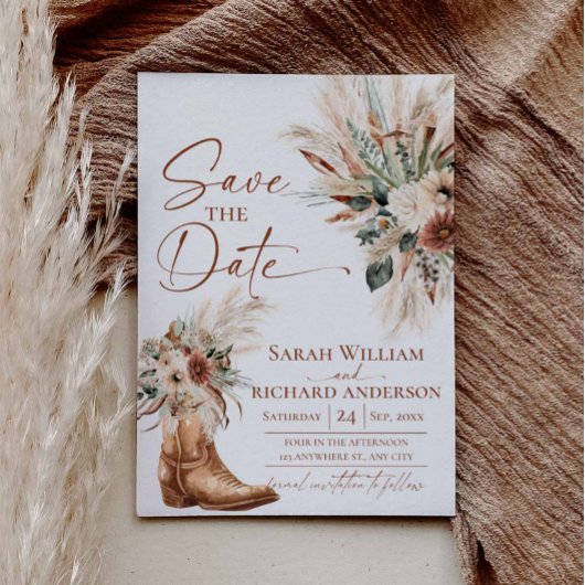 Rustieke Westerse Boho 'Save the Date'-kaart met f