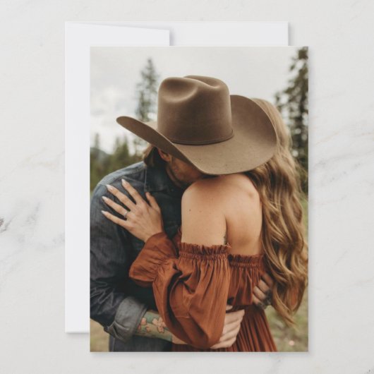 Rustieke Westerse Cowboy Boho Bloemige Bruiloft Kaart (Achterkant)