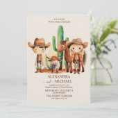 Rustieke Westerse Cowboy Bruiloft Kaart (Staand voorkant)