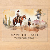 Rustieke Westerse Cowboy Bruiloft Save the Date Acryl Uitnodigingen (Voorkant)
