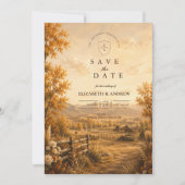 Rustieke Westerse Herfst Bruiloft Save The Date (Voorkant)