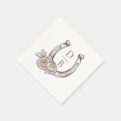 Rustieke Westerse Hoefijzer Custom Monogram Huweli Servet (Hoek)