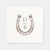 Rustieke Westerse Hoefijzer Custom Monogram Huweli Servet (Voorkant)