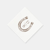 Rustieke Westerse Hoefijzer Custom Monogram Huweli Servet (Hoek)
