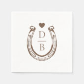Rustieke Westerse Hoefijzer Custom Monogram Huweli Servet (Voorkant)
