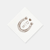 Rustieke Westerse Hoefijzer Custom Monogram Huweli Servet (Hoek)