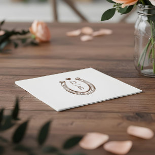 Rustieke Westerse Hoefijzer Custom Monogram Huweli Servet