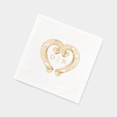 Rustieke Westerse Hoefijzer Hart Monogram Bruiloft Folie Servetten (Links)