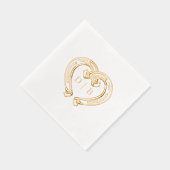 Rustieke Westerse Hoefijzer Hart Monogram Bruiloft Folie Servetten (Rechts)