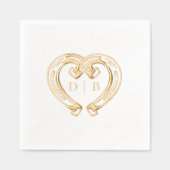 Rustieke Westerse Hoefijzer Hart Monogram Bruiloft Folie Servetten (Voorkant)