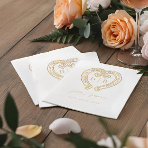 Rustieke Westerse Hoefijzer Hart Monogram Huwelijk Folie Servetten