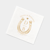 Rustieke Westerse Hoefijzer Liefde Monogram Bruilo Folie Servetten (Links)