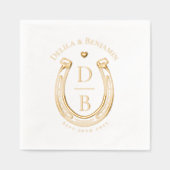 Rustieke Westerse Hoefijzer Liefde Monogram Bruilo Folie Servetten (Voorkant)