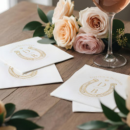 Rustieke Westerse Hoefijzer Liefde Monogram Bruilo Folie Servetten