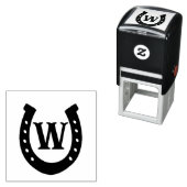 Rustieke Westerse Hoefijzer Monogram Zelfinktende Stempel (In situ)