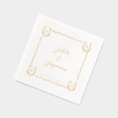 Rustieke Westerse Hoefijzer Naam & Monogram Huweli Folie Servetten (Links)