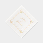 Rustieke Westerse Hoefijzer Naam & Monogram Huweli Folie Servetten (Rechts)