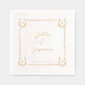 Rustieke Westerse Hoefijzer Naam & Monogram Huweli Folie Servetten (Voorkant)