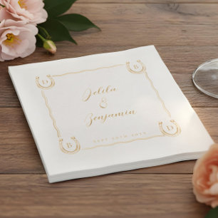 Rustieke Westerse Hoefijzer Naam & Monogram Huweli Folie Servetten
