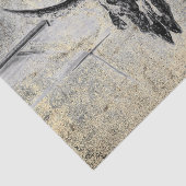 Rustieke Westerse Koeienschedel Zwarte Textuur Dec Tissuepapier (Detail)