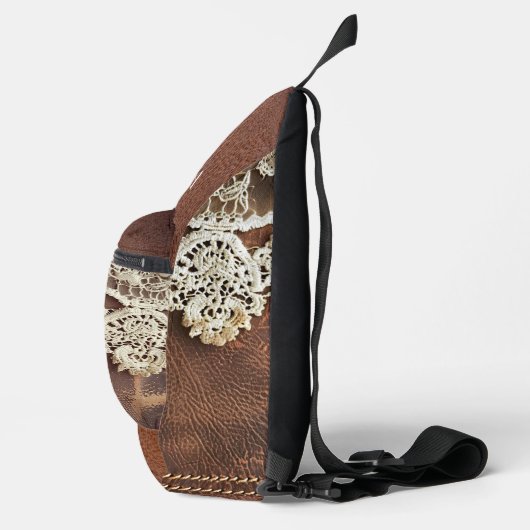 Rustieke Westerse Leren en Antieke Kant Sling Bag (Rechts)