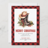 Rustieke Westerse Rode Tartan Kerstkaart (Voorkant)
