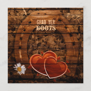 Rustieke Westerse Schuur Houten Hoefijzer Trouwfee Kaart