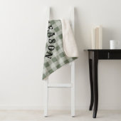 Rustieke Westerse Script Aangepaste Groene Gingham Sherpa Deken (In situ)