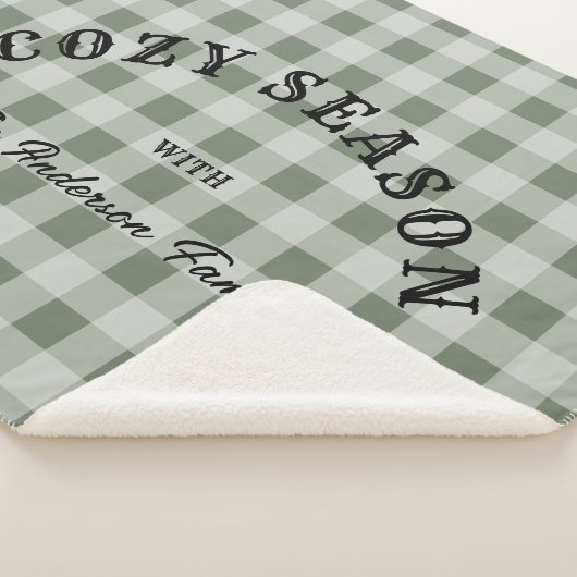 Rustieke Westerse Script Aangepaste Groene Gingham Sherpa Deken (3/4)