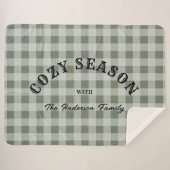 Rustieke Westerse Script Aangepaste Groene Gingham Sherpa Deken (Voorkant (horizontaal))