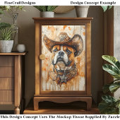 Rustieke Westerse Sheriff Bulldog, Hoed DD3 Decoup Tissuepapier