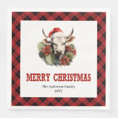 Rustieke Westerse Tartan Kerstfeest Servetten (Voorkant)