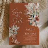 Rustieke Westerse Terracotta Save the Date met Fot