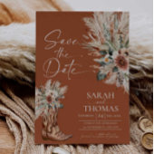 Rustieke Westerse Terracotta Save the Date met Fot