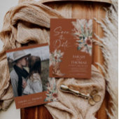 Rustieke Westerse Terracotta Save the Date met Fot