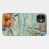 Rustieke Westerse Turquoise Hout Boho Bloemige Mon Case-Mate iPhone Case (Achterkant (horizontaal))