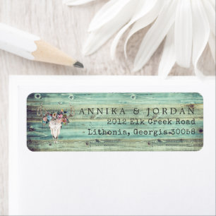 Rustieke Westerse Turquoise Houten Herten Schedel Etiket