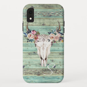 Rustieke Westerse Turquoise Houten Koeien Schedel  Case-Mate iPhone Case
