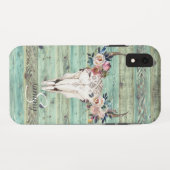 Rustieke Westerse Turquoise Houten Koeien Schedel  Case-Mate iPhone Case (Achterkant (horizontaal))