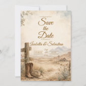 Rustieke Westerse Woestijn Bruiloft Save The Date (Voorkant)