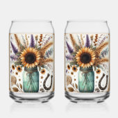 Rustieke Westerse Zonnebloem Metselpot Kan Glas (Achterkant)