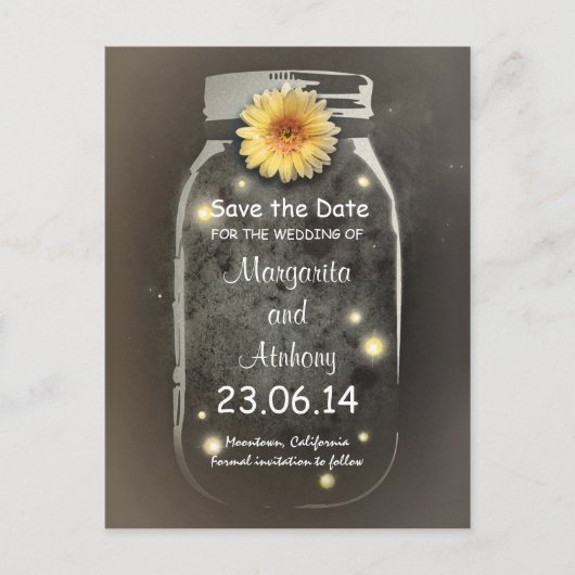  Rustieke Whimsical Mason Jar Save the Date Aankondigingskaart (Voorkant)