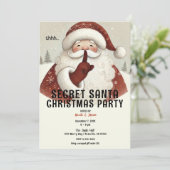 Rustieke Whimsical Secret Santa Kerstfeestje Kaart (Staand voorkant)