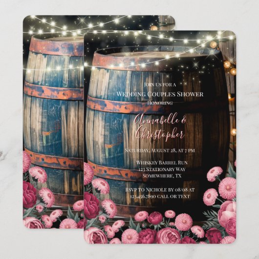 Rustieke Whiskey Barrel Wedding Couples Douche Kaart (Voorkant / Achterkant)