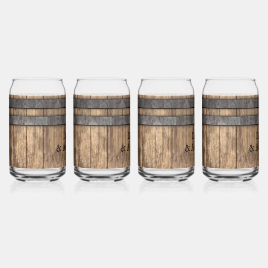 Rustieke Whiskey Keg gepersonaliseerd Blikvorm Glas (Voorkant)
